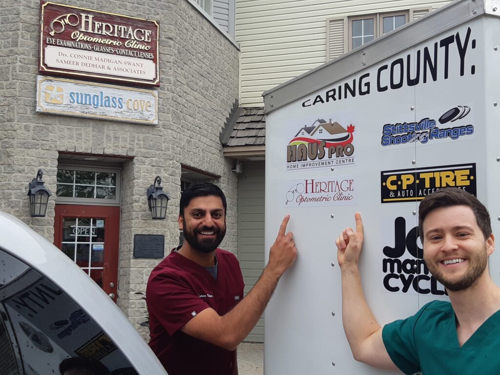 Another new sponsor! Cycling Without Age Lanark County thanks Heritage Optometric of Carleton Place. Dr. Sameer Dedhar and Dr. Dylan Chase in picture.